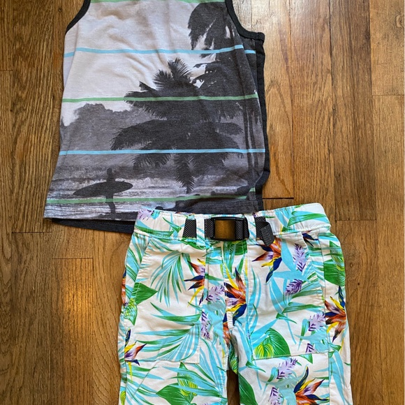 Tank Top Shorts Kids Boys Beach Vibes Palm TreesSize 4/5 Summer Bundle - Picture 2 of 8